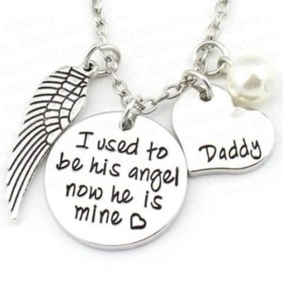 I used to be his angel Daddy Necklace Dad New - Picture 1 of 1